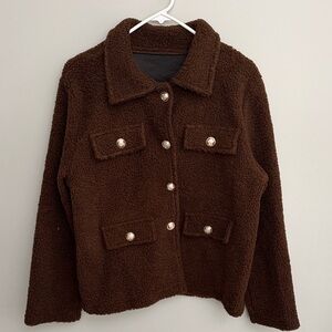 Brown Teddy Blazer Jacket Size M